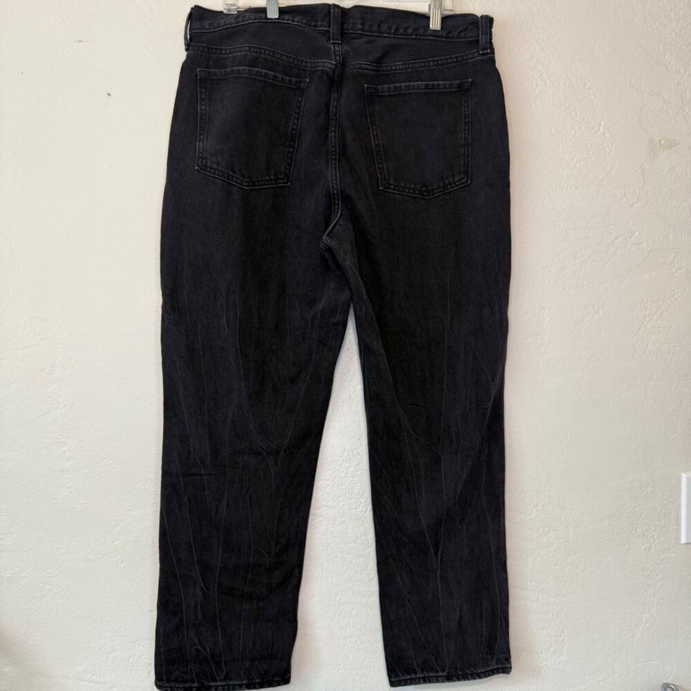OLD NAVY DISTRESS HIGH RISE SLOUCHY CURVY STRAIGHT BLACK JEANS 14T Black - Picture 2 of 10